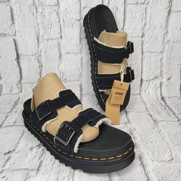 Dr. Martens Myles Faux Fur Platform Sandals Men's Sz 14 DOC MARTEN Suede - Picture 2 of 12